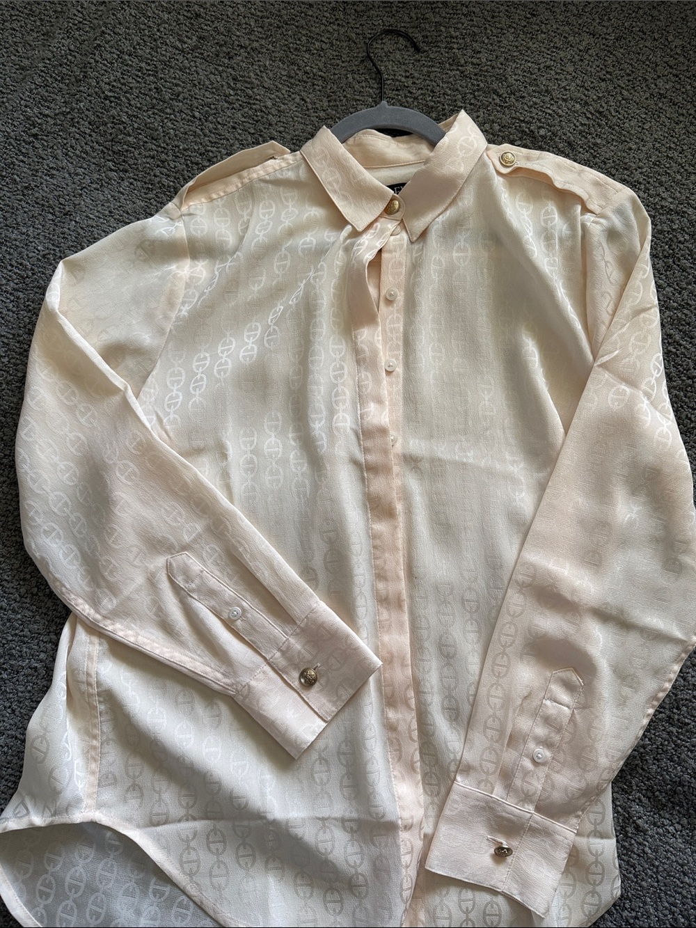 J. Crew Pale Blush Sheer Button-Up Blouse